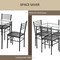5 Pieces Dining Set Tempered Glass Top Table and 4 Upholstered Chairs
